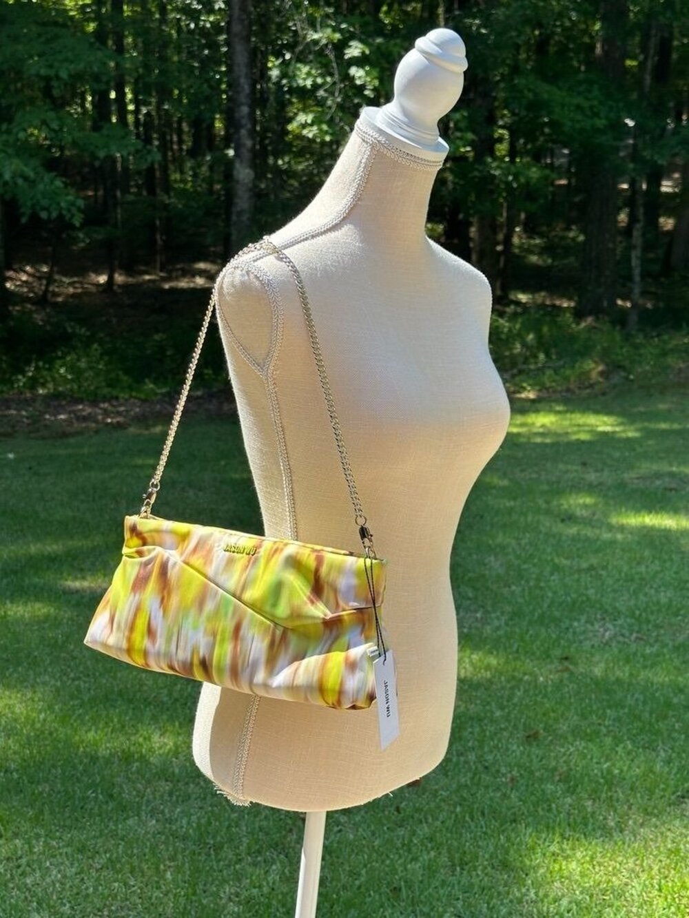 Jason Wu Lyla Watercolor Floral Yellow Convertible Clutch Shoulder Bag NEW